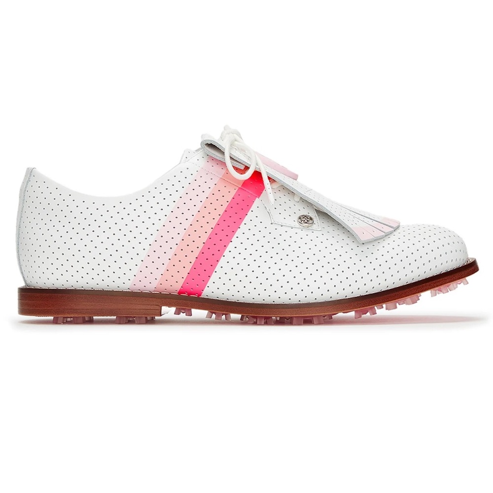 G/Fore Gallivanter Luxe Leather Kiltie Golf Shoes Pink White Womens - Picture 3 of 7